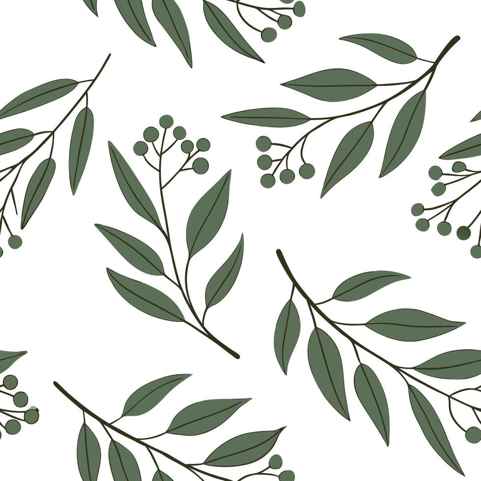 Flat Rustic eucalyptus seamless tile pattern with dried eucalyptus motifs and earthy green tones ideal for country style kitchens concept as Dried eucalyptus motifs and earthy gree Clean Pro vector