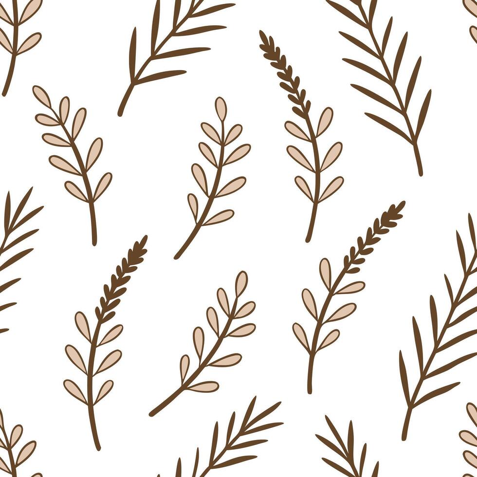 Flat Rustic heather seamless pattern with earthy tones and natural textures on white background concept as Earth toned rustic heather flowers with natural textures creating warm se Clean Pro vector
