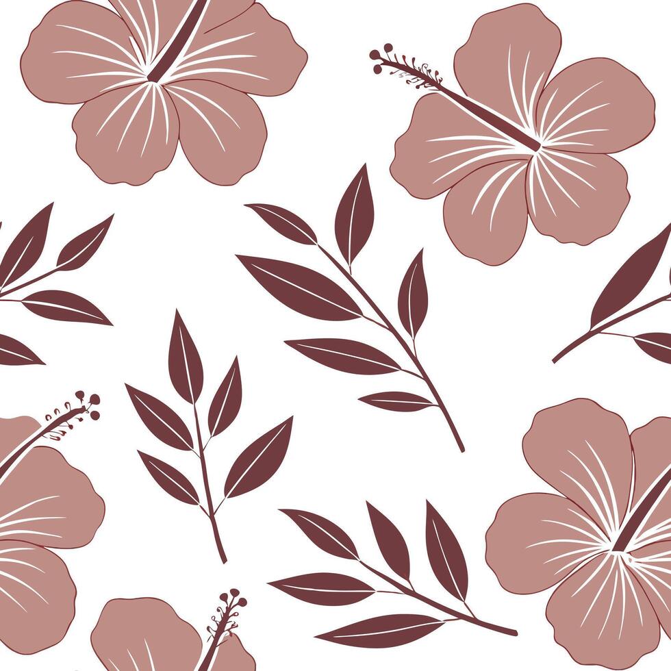 Flat Rustic hibiscus seamless tile pattern with dried hibiscus motifs and earthy pink tones ideal for country style kitchens concept as Dried hibiscus motifs and earthy pink tones Clean Pro vector
