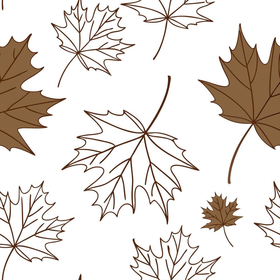 Flat Rustic maple leaves seamless pattern with earthy tones and natural textures on white background concept as Earth toned rustic maple leaves with natural textures creating a war Clean Pro vector