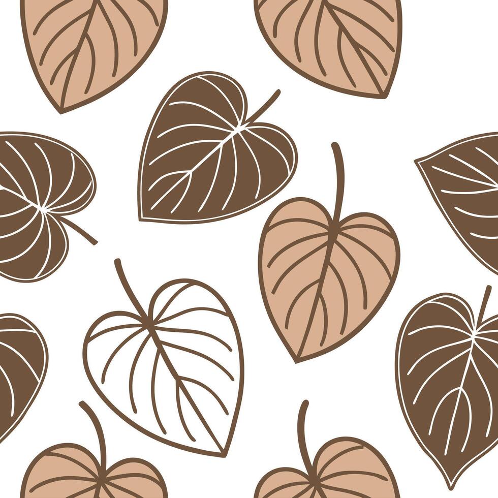 Flat Rustic Pilea seamless pattern with earthy tones and natural textures on white background concept as Earth toned rustic Pilea leaves with natural textures creating a warm seaml Clean Pro vector