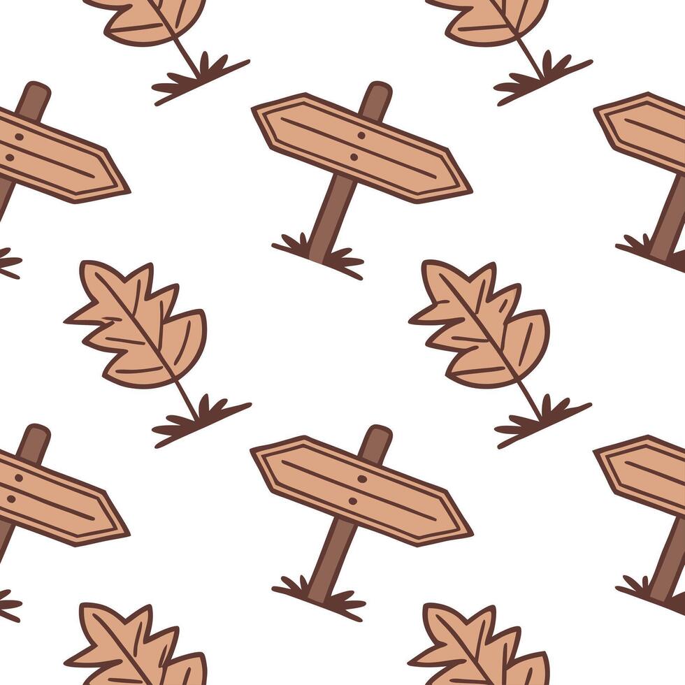 Flat Rustic wooden signs seamless tile pattern with autumn quotes and warm tones concept as Rustic wooden signs with autumn quotes and warm tones create a cozy seamless tile patter Clean Pro vector