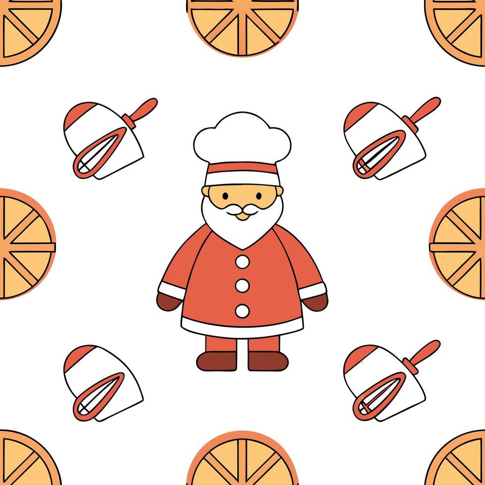 Flat Santas Eco Conscious Cookies concept as Create a seamless background featuring Santa baking cookies with organic ingredients The design includes cartoon elements and a bright Clean Pro vector