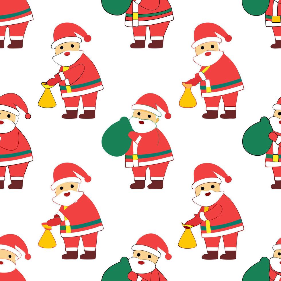 Flat Santas Upcycled Decorations concept as Feature a seamless background of Santa decorating with upcycled materials The design uses playful cartoon elements and vibrant colors p Clean Pro vector