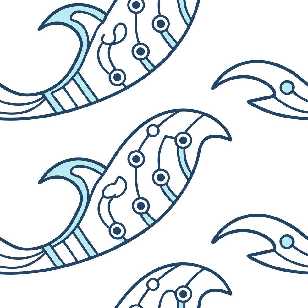 Flat Seamless tile design featuring abstract digital waves and circuits in cool tones reflecting a futuristic interface with fluid motion concept as A serene scene showcasing flowi Clean Pro vector
