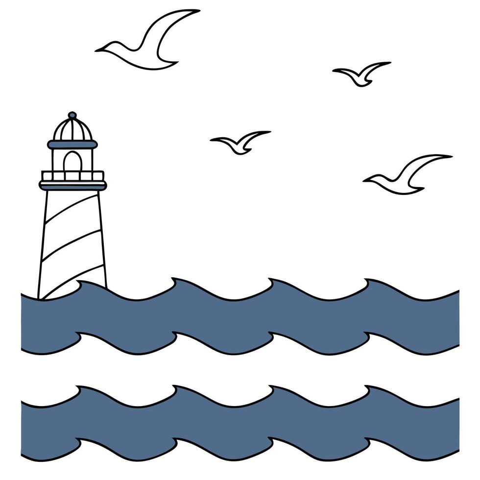 Flat seascape and water and blue concept as Deep blue ocean waters merging with the sky creating a seamless horizon ample copy space for advertising text in Simple flat cute vec Clean Pro vector