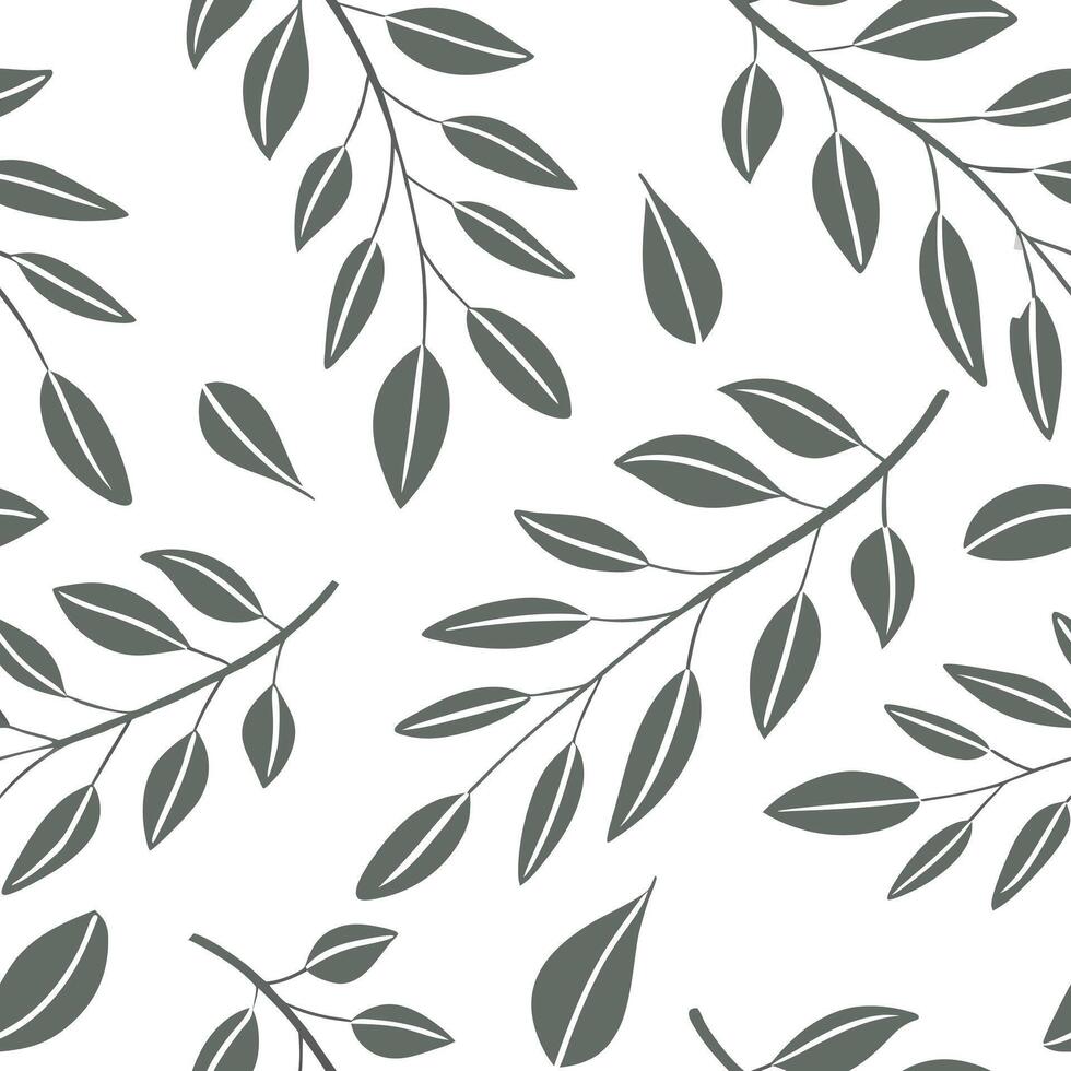 Flat Shabby Chic eucalyptus seamless tile pattern with distressed eucalyptus and soft grey accents on white background ideal for charming spaces concept as Distressed eucalyptus an Clean Pro vector