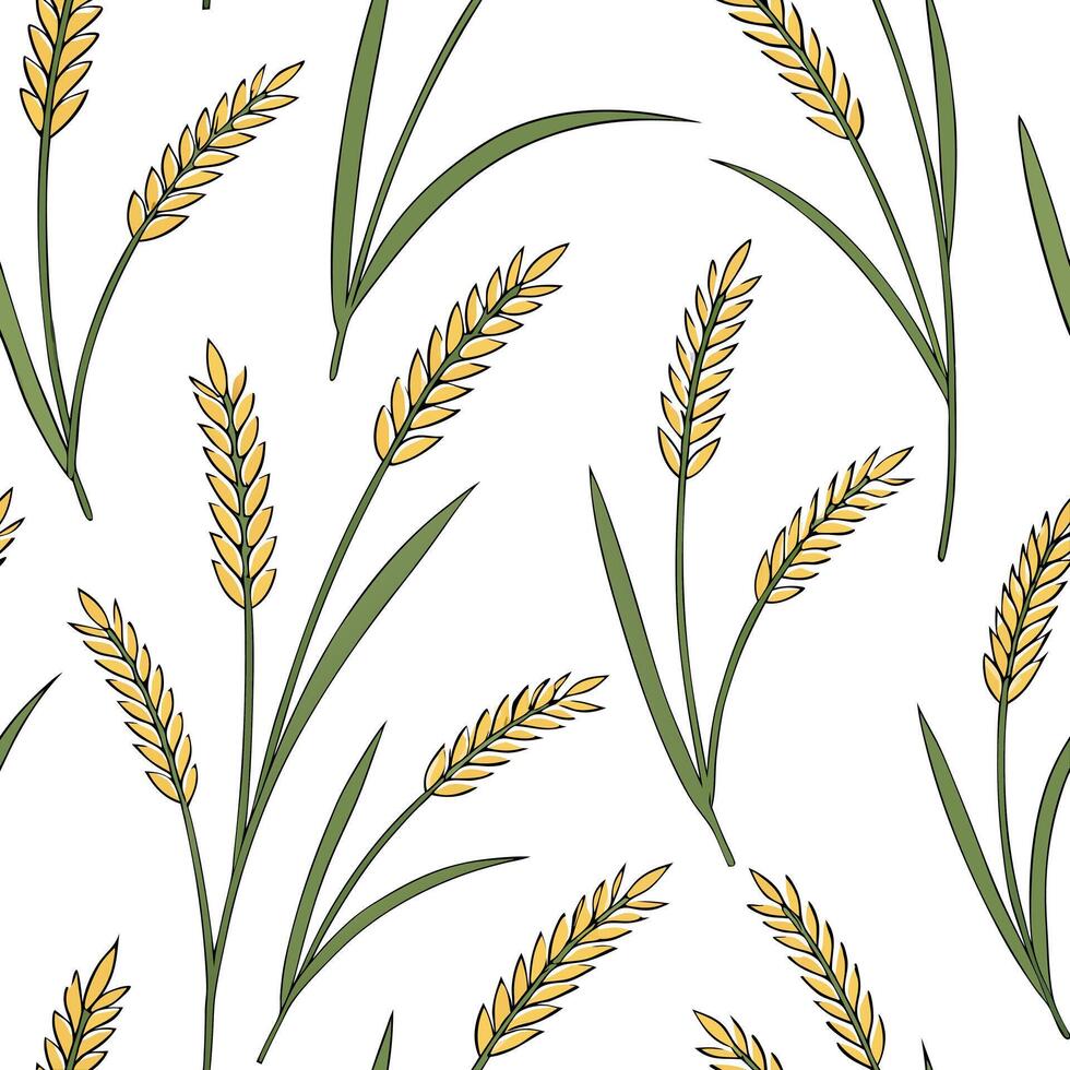 Flat Spring wheat grass seamless tile pattern with soft green and golden hues for an organic touch concept as Wheat grass with soft green and golden hues creates an organic and fre Clean Pro vector