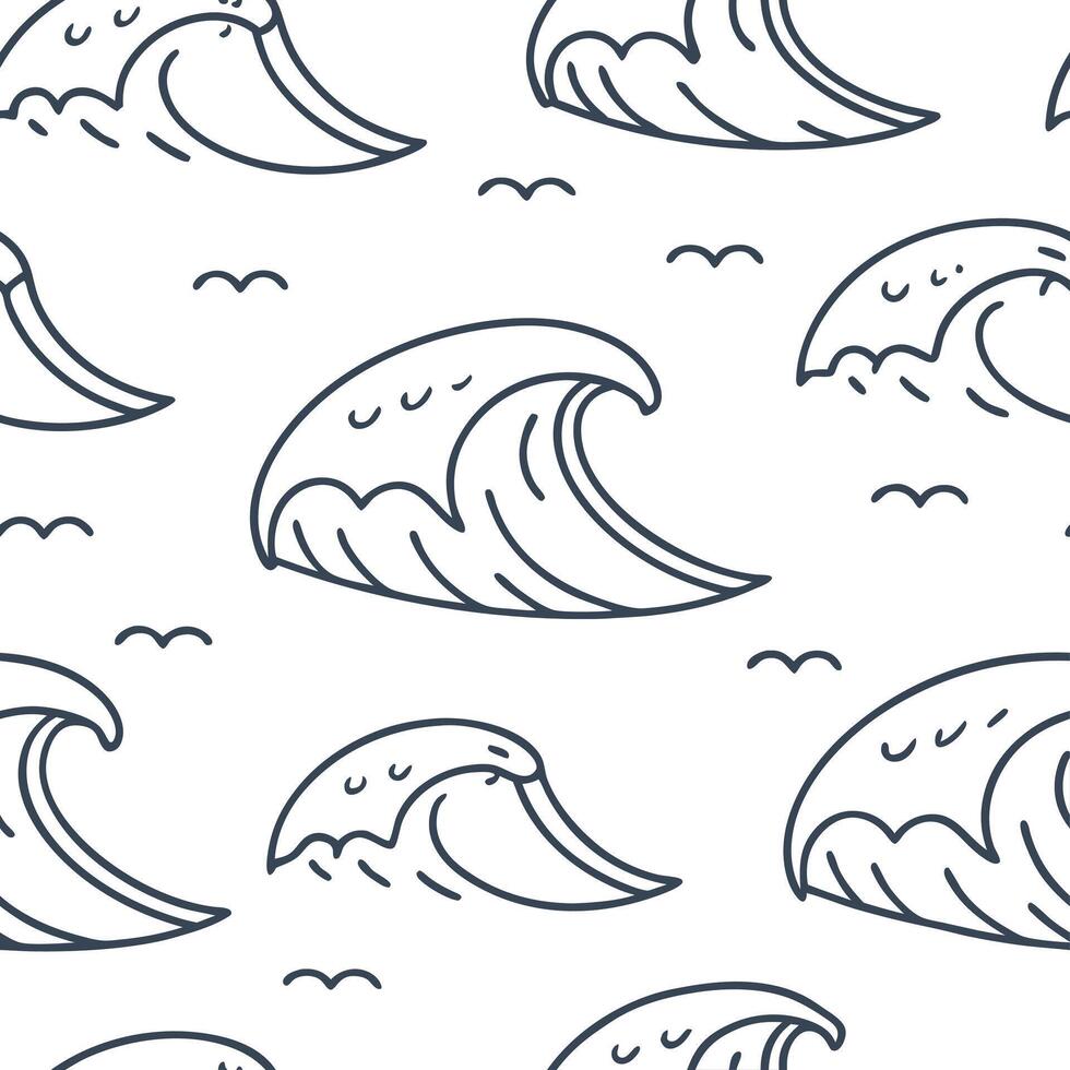 Flat Subtle summer waves seamless pattern with soft undulating lines and muted tones for a peaceful coastal effect concept as Peaceful coastal waves pattern with soft undulating li Clean Pro 2 vector