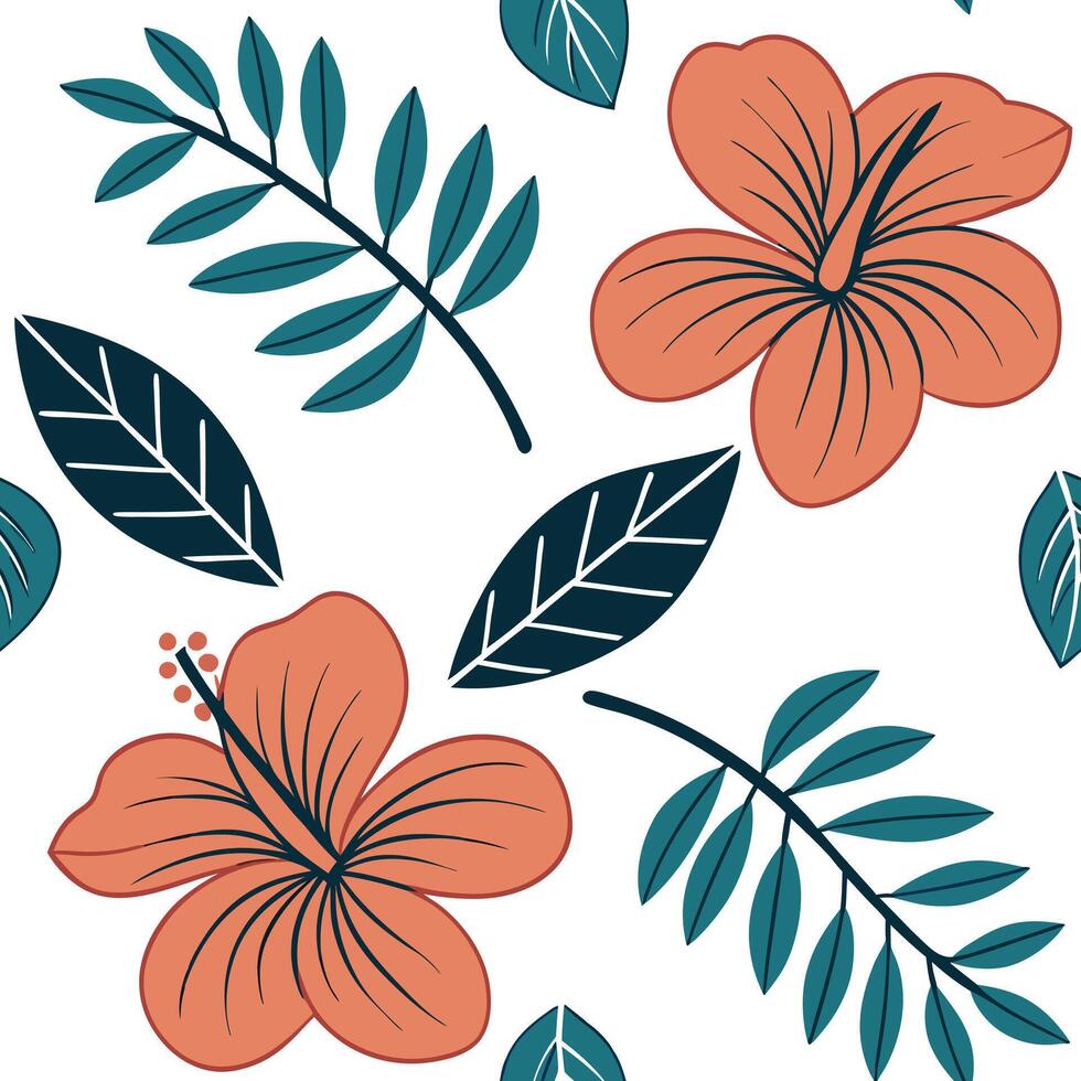 Flat Summer flowers seamless pattern with vibrant petals and lush greenery for lively nature inspired designs concept as Vibrant summer flowers pattern with bright petals and lush Clean Pro 3 vector