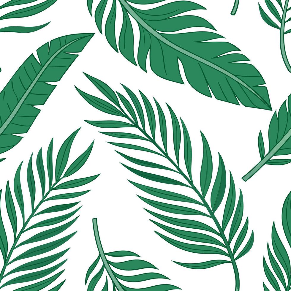 Flat Tropical fern seamless tile pattern with vibrant green ferns and tropical leaves on a white background ideal for sunny kitchens concept as Vibrant green ferns and tropical lea Clean Pro 5 vector