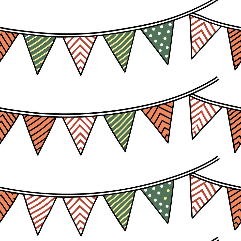 Flat Upcycled Fabric Christmas Garland concept as A seamless minimal background featuring a repeating pattern of Christmas garlands made from upcycled fabric scraps in various colo Clean Pro 2 vector