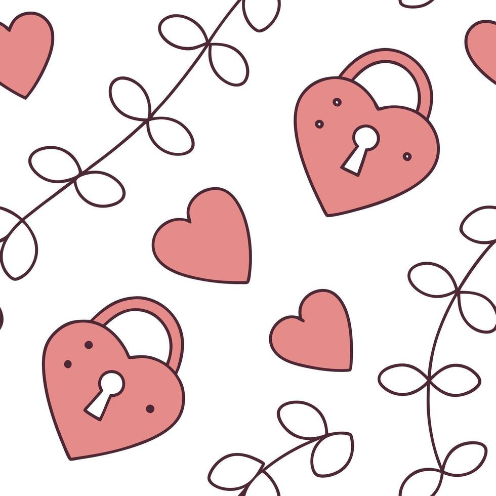 Flat Valentine hearts and love quotes seamless tile pattern with elegant scripts and romantic hues for sentimental decor concept as Elegant script love quotes and romantic hearts a Clean Pro vector