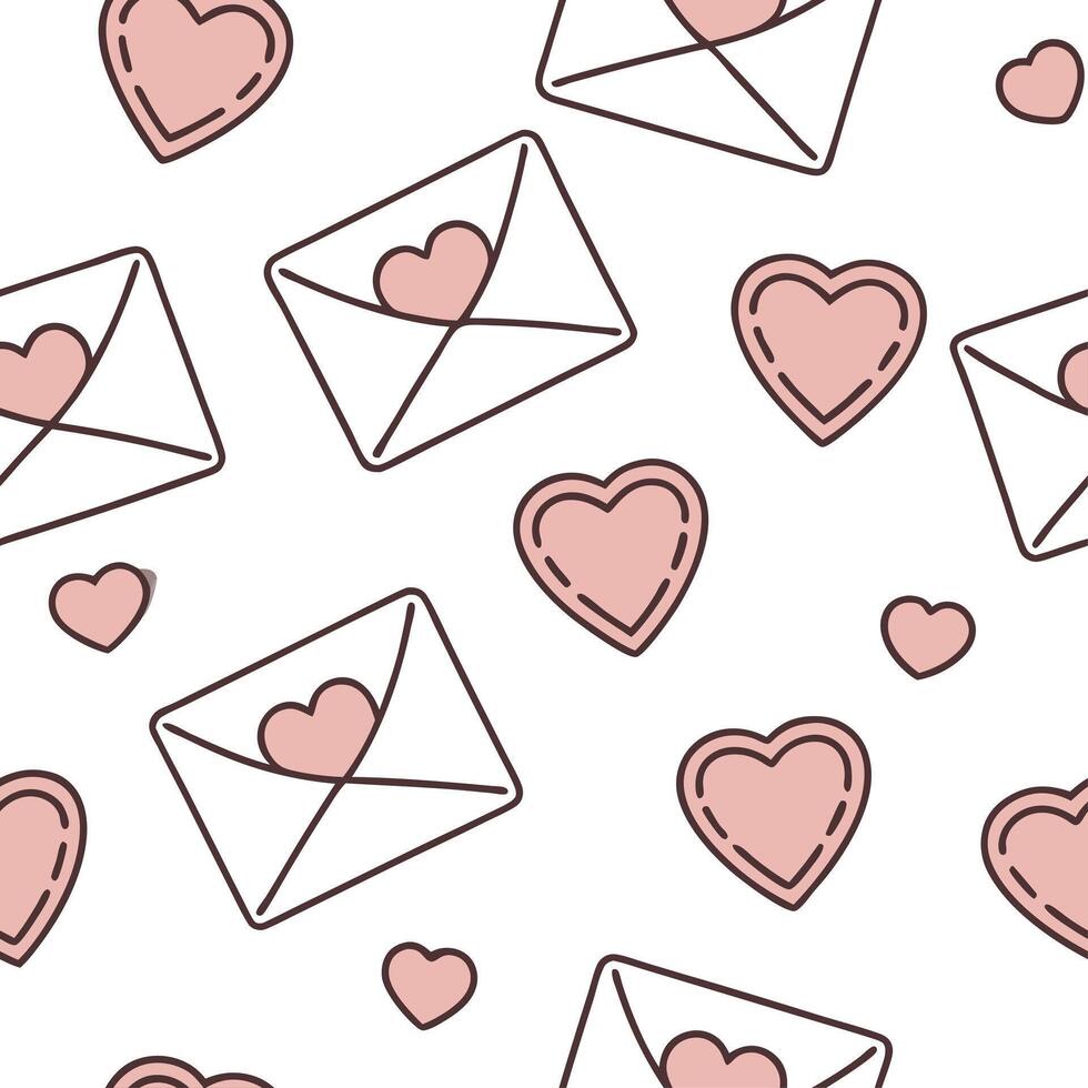 Flat Valentine hearts and love letters seamless tile pattern with romantic scripts and pastel hues for elegant decor concept as Romantic script love letters and pastel hearts arran Clean Pro 4 vector