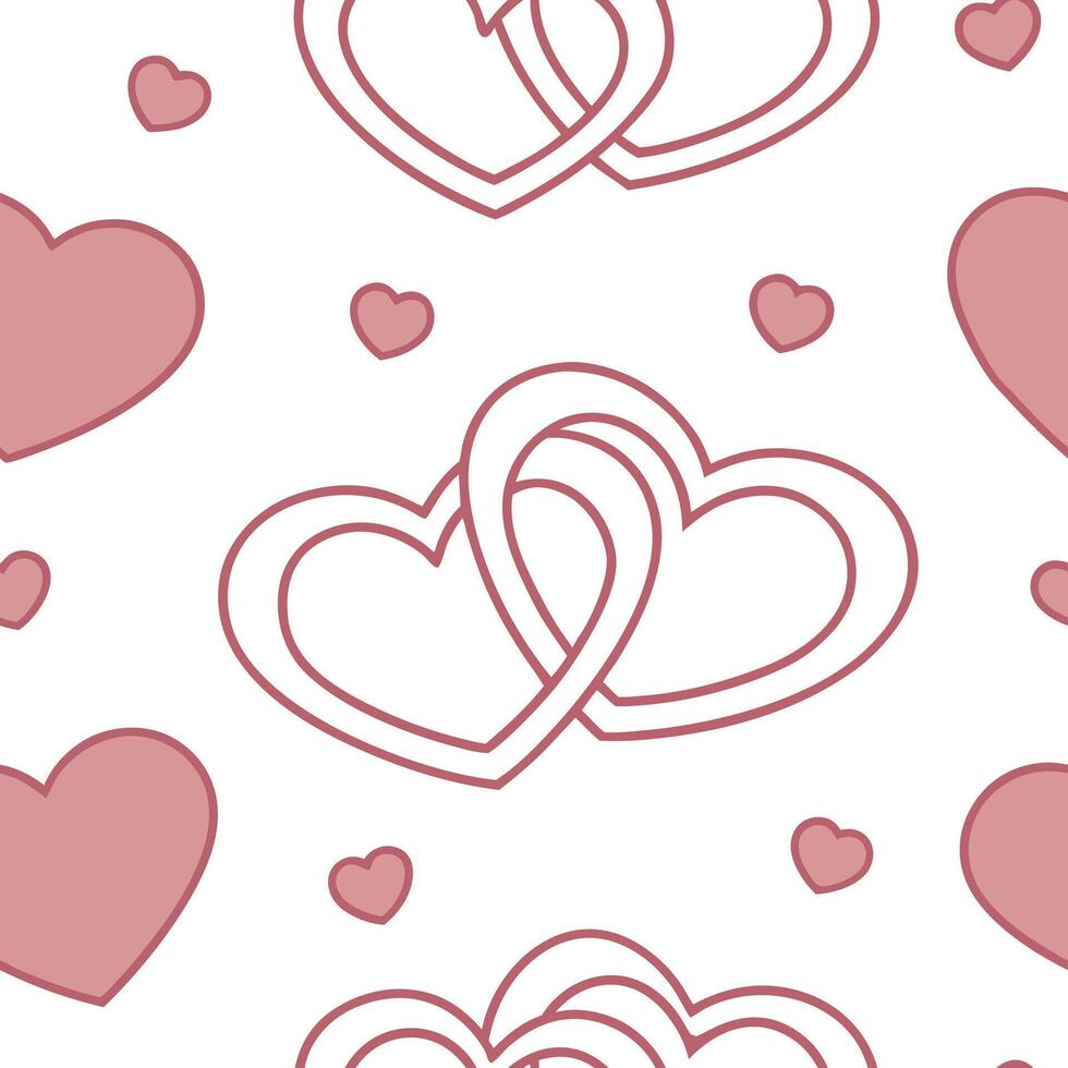 Flat Valentine hearts seamless tile pattern with romantic red and pink hues for love themed home decor concept as Romantic red and pink hearts arranged seamlessly to create love th Clean Pro vector