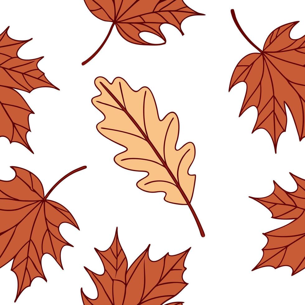 Flat Warm autumn leaf collage seamless tile pattern with mixed foliage and rich colors concept as Mixed autumn foliage in rich colors create a warm leaf collage seamless tile patte Clean Pro vector