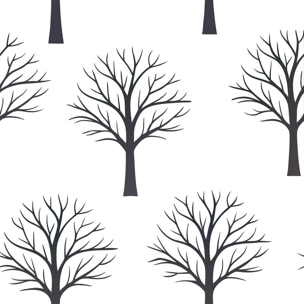 Flat Winter trees seamless pattern with snow covered branches and icy textures for a peaceful cold season design concept as Serene winter trees pattern with snow covered branches a Clean Pro 10 vector