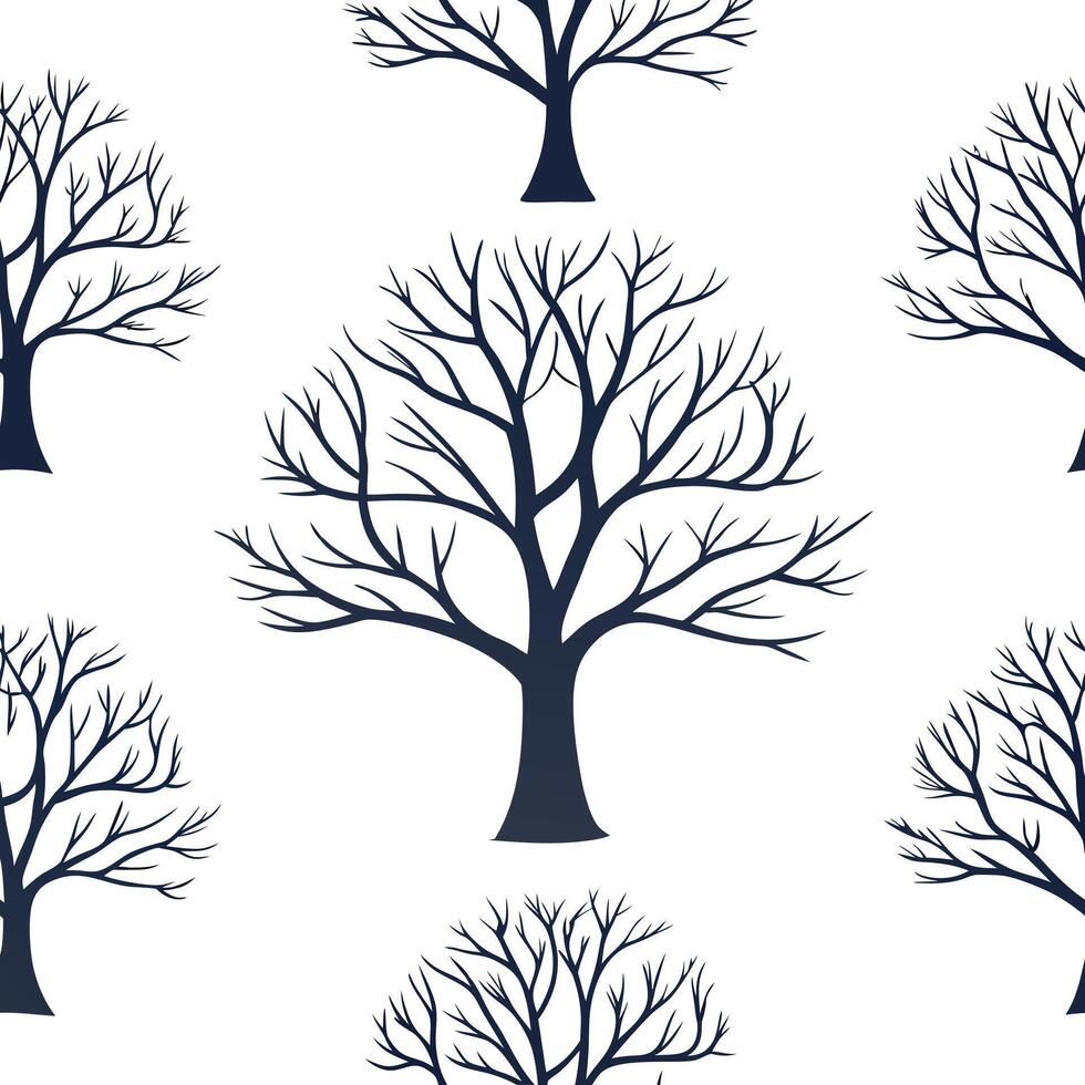 Flat Winter trees seamless pattern with snow covered branches and icy textures for a peaceful cold season design concept as Serene winter trees pattern with snow covered branches a Clean Pro 16 vector