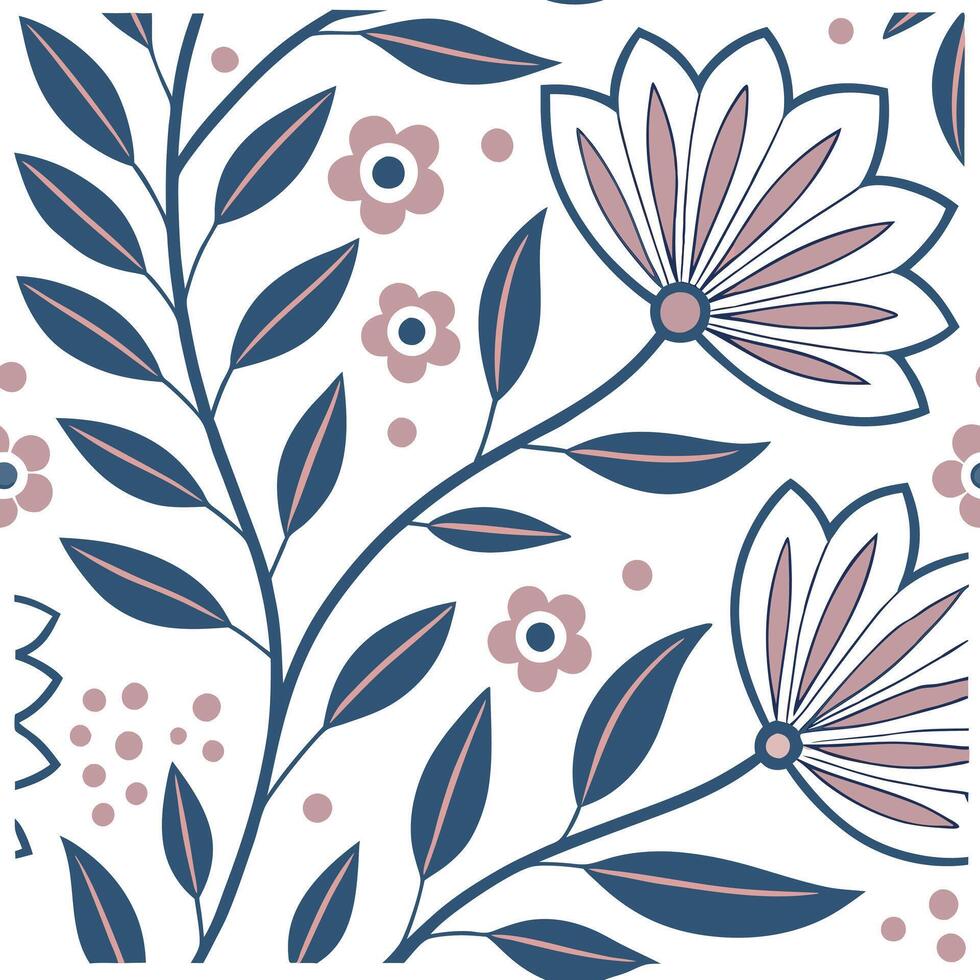 Folk art seamless pattern with pastel floral designs and soft geometric shapes for a delicate modern ethnic aesthetic concept as Delicate folk art pattern with pastel floral design Clean Pro vector