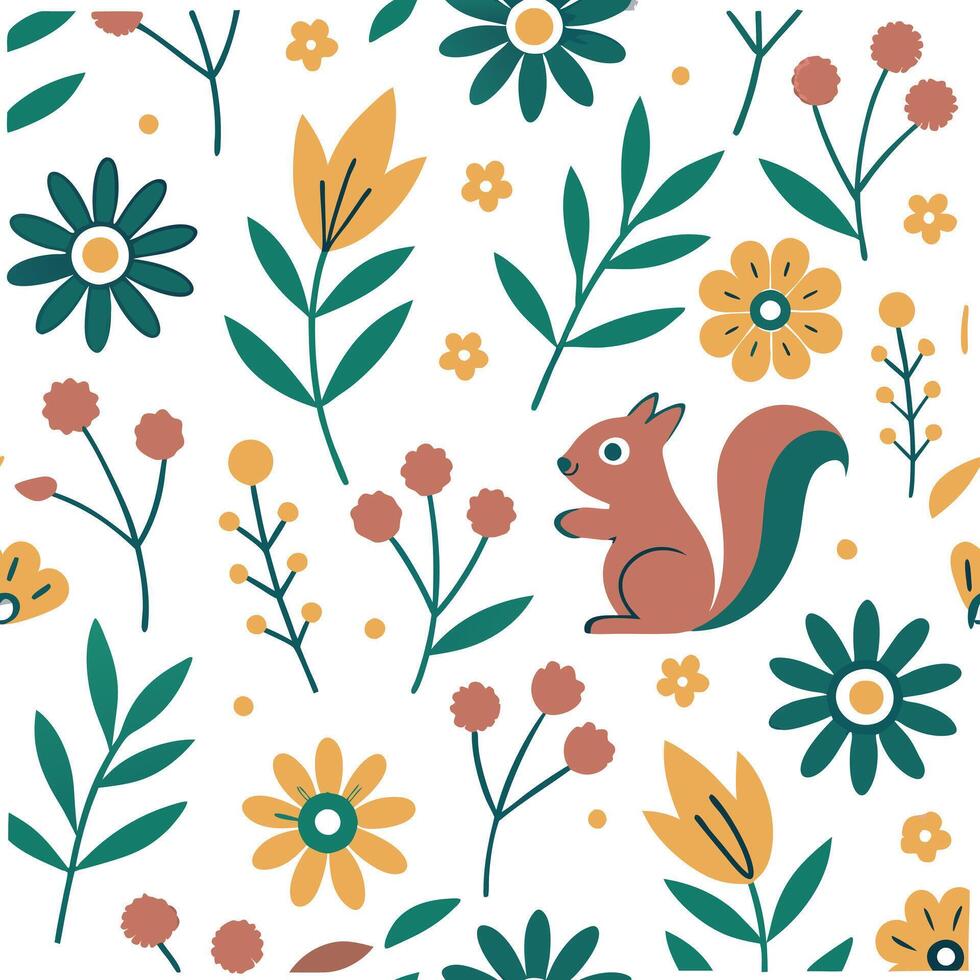 Folk art seamless pattern with folk inspired animals and vibrant floral designs for a lively cultural aesthetic concept as Lively folk art pattern with folk inspired animals and fl Clean Pro vector