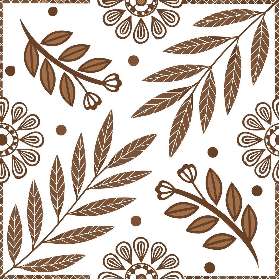Folk art seamless pattern with natural textures and earthy color palette for an organic rustic cultural aesthetic concept as Organic folk art pattern with natural textures and eart Clean Pro vector