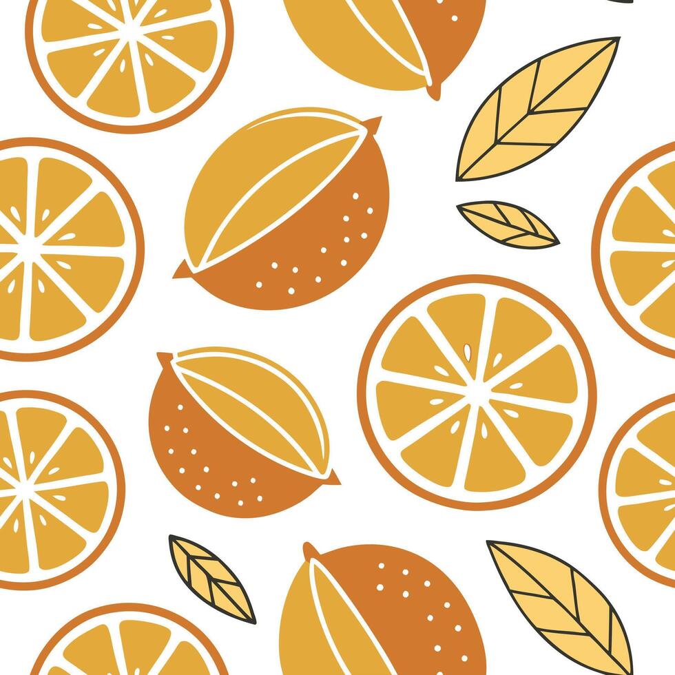 Fresh citrus fruits seamless tile pattern with bright orange and yellow tones perfect for a sunny summer vibe concept as Bright orange and yellow citrus fruits create a fresh vibra Clean Pro vector