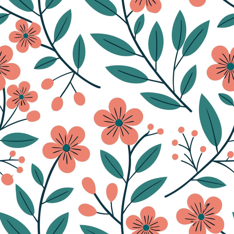 Fresh spring floral seamless pattern with lively blooms and soft white balance for cheerful spring projects concept as Lively floral pattern with blooming flowers and soft white ba Clean Pro vector