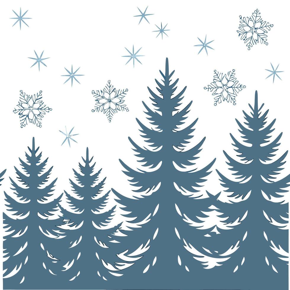 Frosty evergreen and snowflake seamless tile pattern with cool winter tones concept as Cool winter tones highlight frosty evergreens and snowflakes in a seamless tile pattern perfe Clean Pro vector