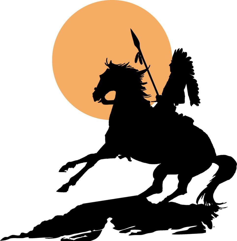 Native American on horseback vector