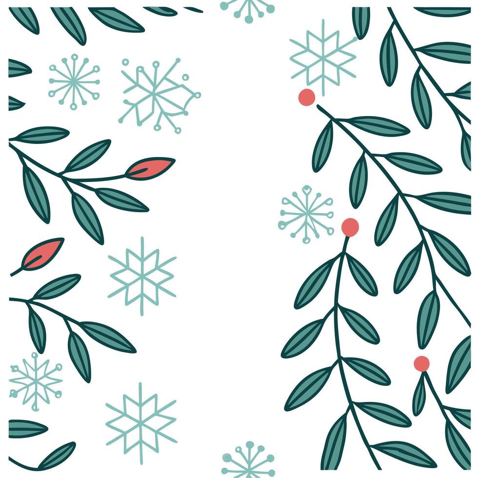 Frosty snowflake and holiday garland seamless tile pattern with festive greenery and lights concept as Festive greenery and lights paired with snowflakes create a frosty seamless t Clean Pro vector
