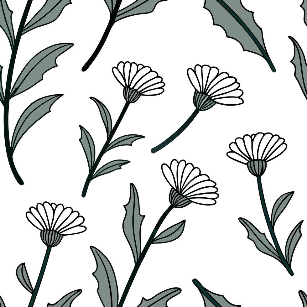 Geometric calendula leaves seamless tile pattern modern isolated white background perfect for contemporary branding packaging concept as Geometric calendula leaves seamless pattern Clean Pro vector