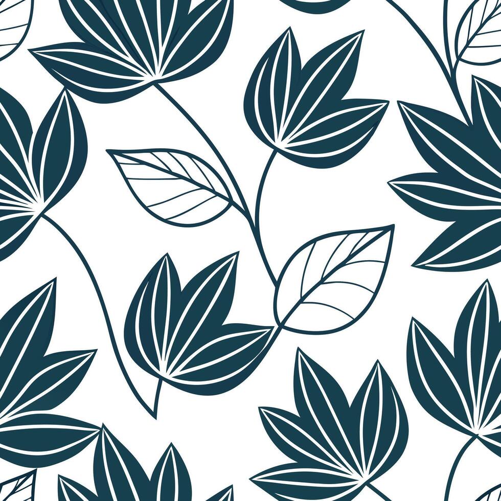 Geometric Pilea seamless pattern with sharp lines and modern aesthetics on white concept as Sharp lined geometric Pilea leaves creating a modern seamless pattern perfect for contem Clean Pro vector