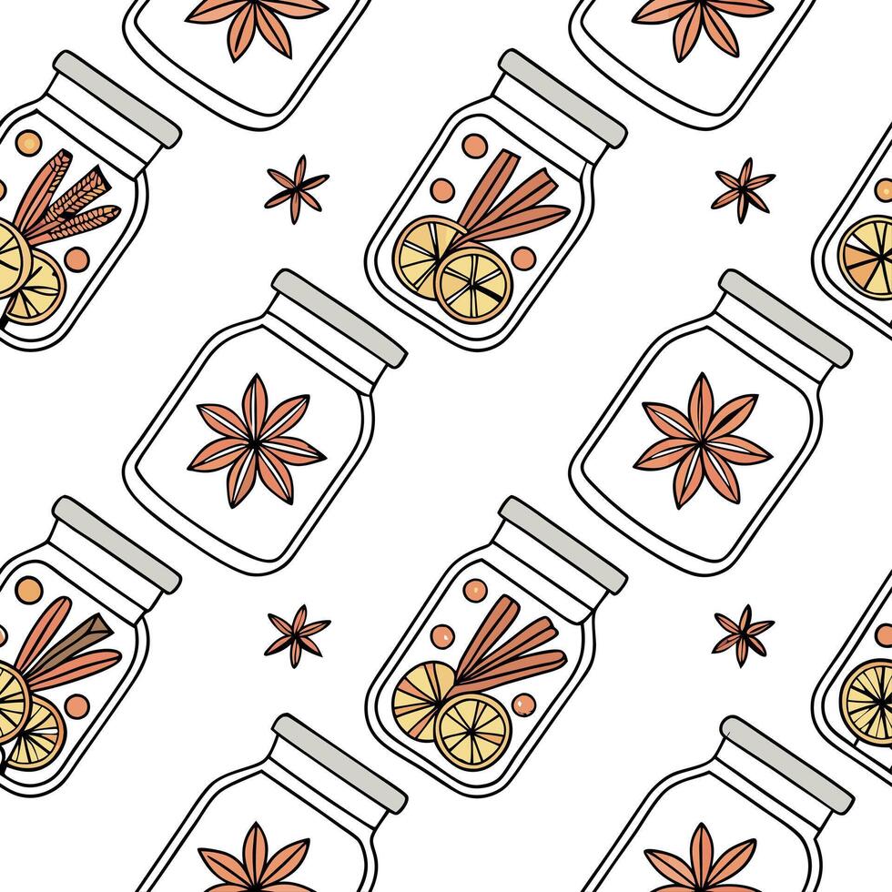 Glass Jar Infographic Elements concept as A seamless design featuring glass jars filled with festive elements like dried fruits and spices symbolizing a Zero Waste New Year Clean Pro vector