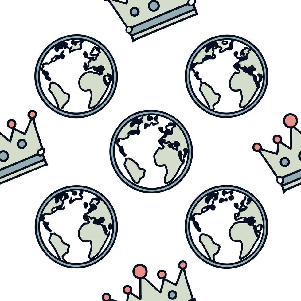 Globe and crown floating with white background symbolizing global leadership and authority concept as A image featuring a glowing globe paired with a radiant crown symbolizi Clean Pro vector
