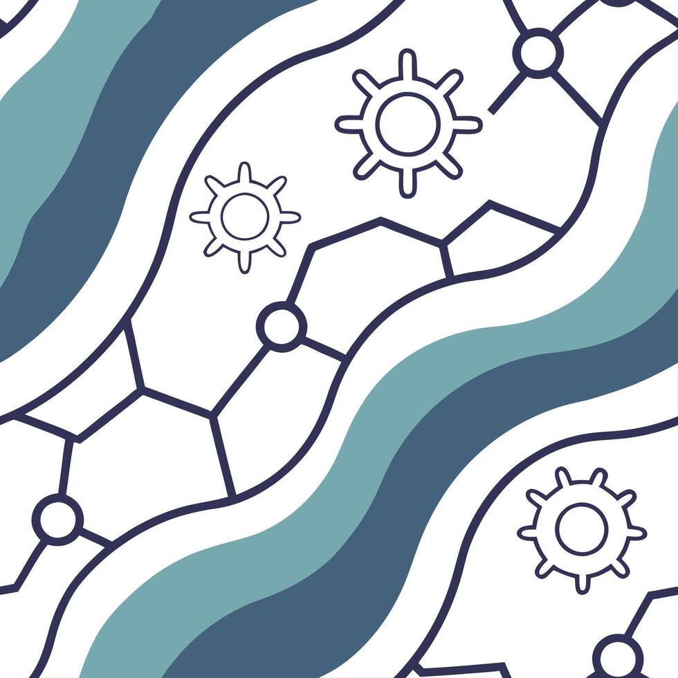 Glossy background with flowing lines and abstract technology icons concept as A glossy background with flowing lines and abstract technology icons representing the seamless integra Clean Pro vector