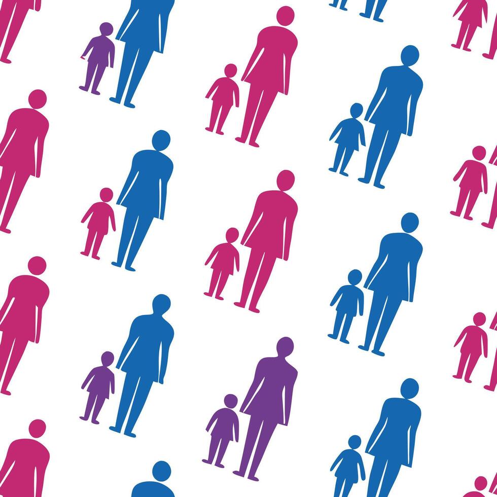 Glossy Family Diversity Silhouette Background concept as A vibrant background with glossy silhouettes of diverse families seamlessly blended with abstract colors The glossy theme Clean Pro vector