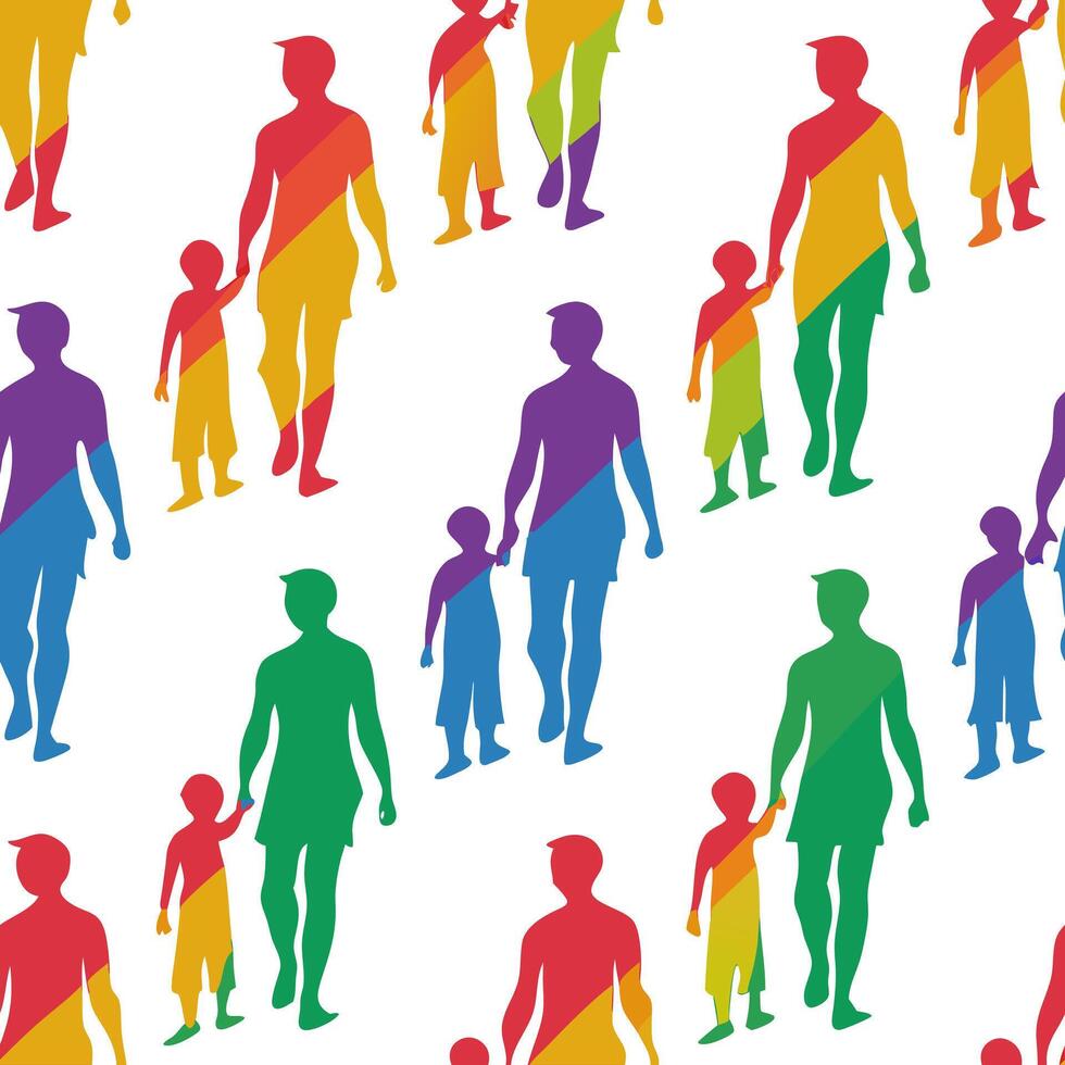 Glossy Family Diversity Silhouette Background concept as A vibrant background with glossy silhouettes of diverse families seamlessly blended with abstract colors The glossy theme Clean Pro 2 vector