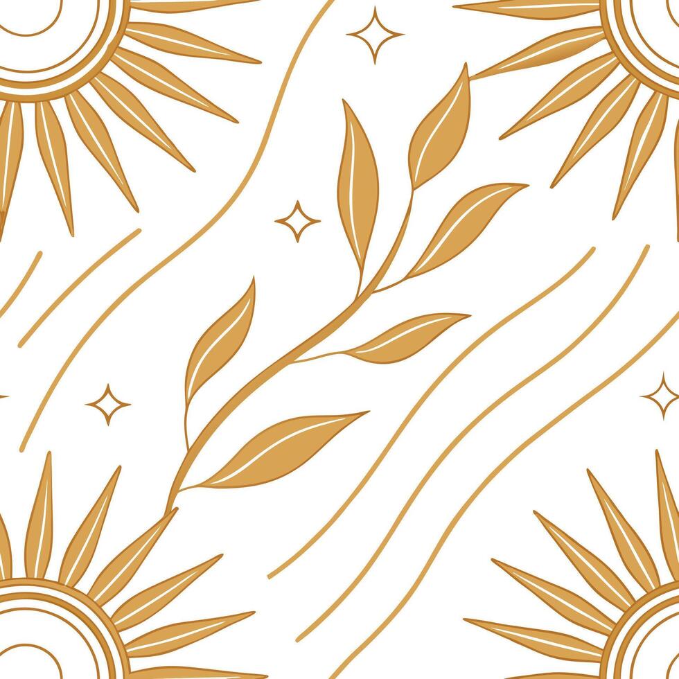 Golden sun rays seamless tile pattern with highlights and soft hues symbolizing a rejuvenating spring morning concept as Golden sun rays with soft hues create a seamless spring til Clean Pro vector