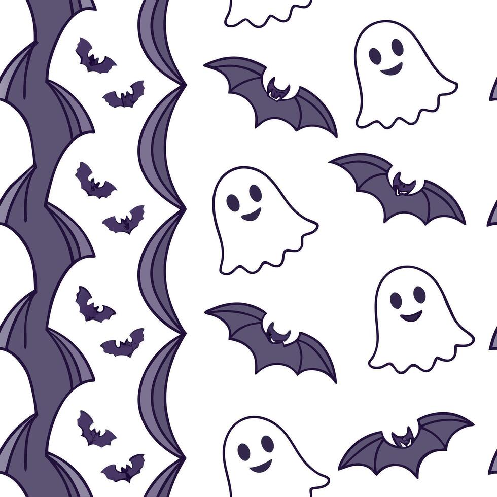 Halloween ghosts and goblins seamless tile pattern with spooky elements and dark hues for eerie decor concept as Spooky ghosts and goblins arranged seamlessly with dark hues for ee Clean Pro vector