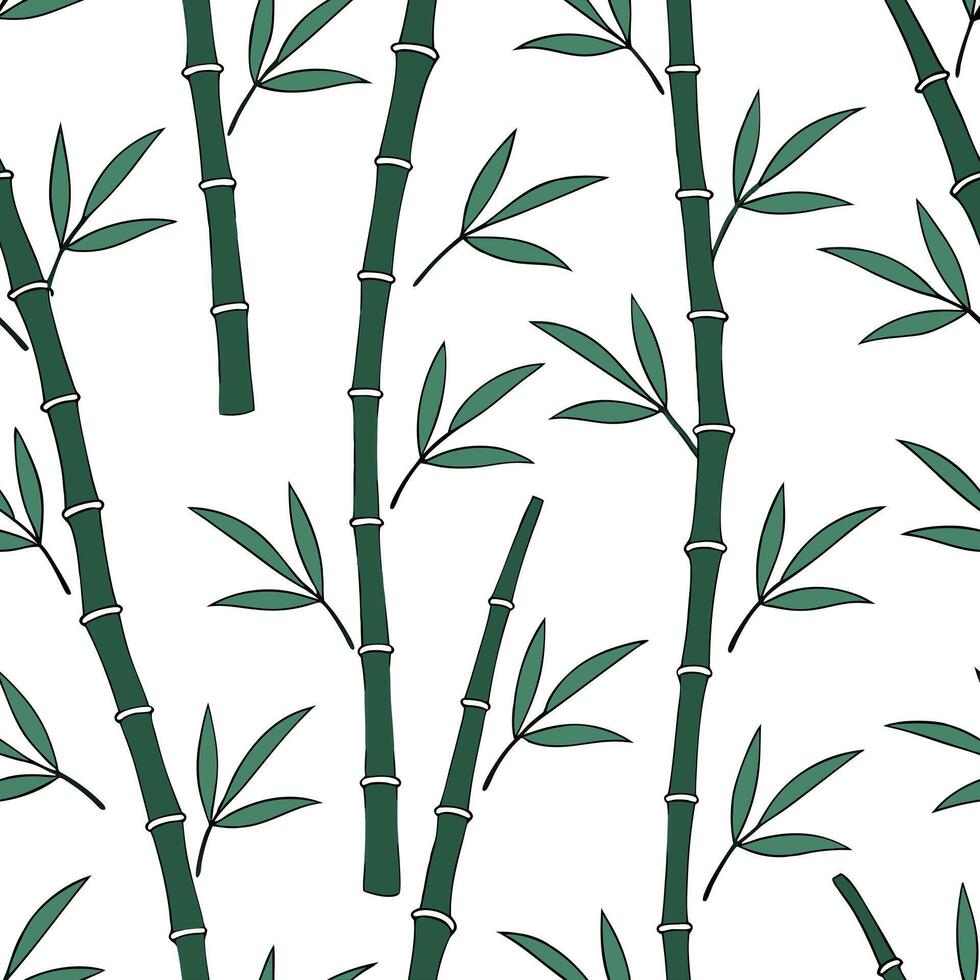 Hand drawn bamboo shoots seamless tile pattern whimsical isolated white background ideal for playful designs kids apparel stationery crafts concept as Whimsical hand drawn bamboo s Clean Pro vector