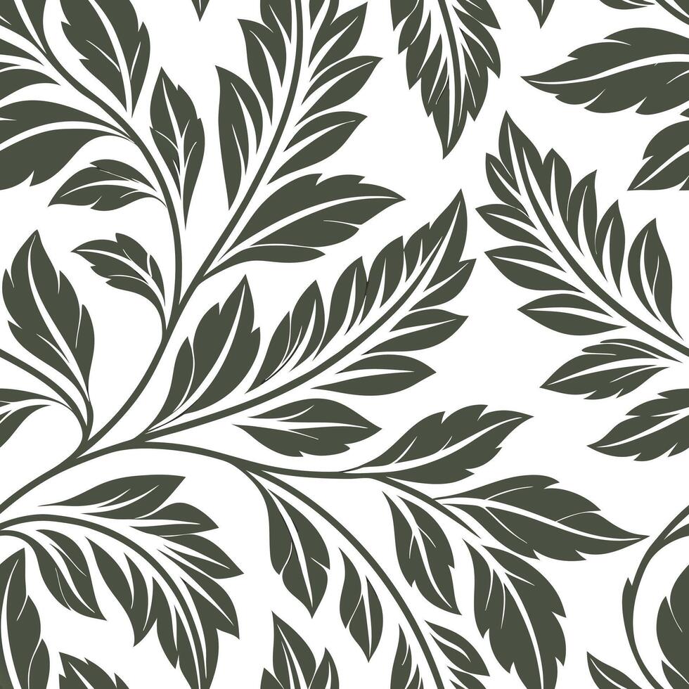 Hand painted leaf repeat seamless tile pattern with intricate leaf details and rich textures for artisanal home decor concept as Intricate leaf details with rich textures create ha Clean Pro vector