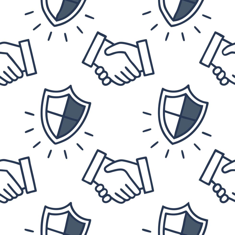 Handshake and shield floating above white background symbolizing trust and protection in business concept as A image featuring a glowing handshake paired with a protective s Clean Pro vector