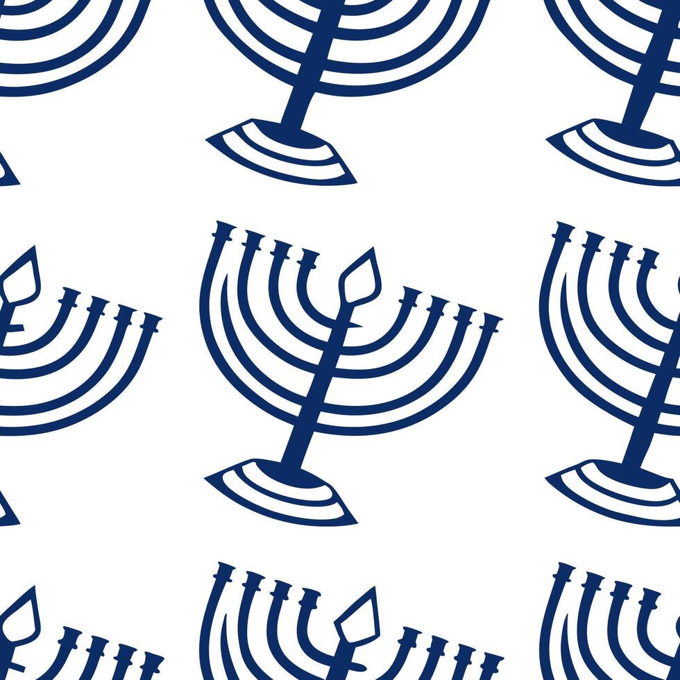 Hanukkah menorahs seamless tile pattern with blue and white colors for Jewish holiday decor concept as Blue and white menorahs arranged seamlessly to create elegant Hanukkah home d Clean Pro 2 vector