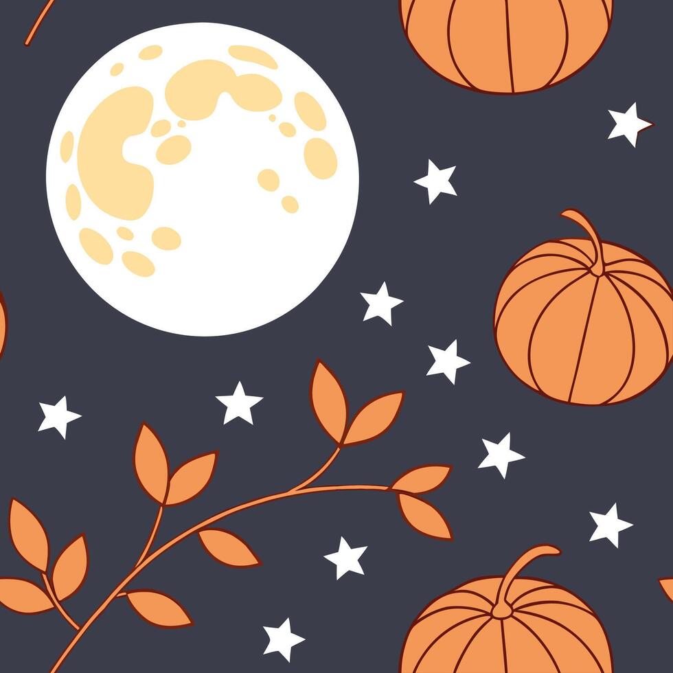 Harvest moon and stars seamless tile pattern with warm lights and autumn night sky concept as Warm lights and a harvest moon with stars create a seamless tile pattern inspired by t Clean Pro vector