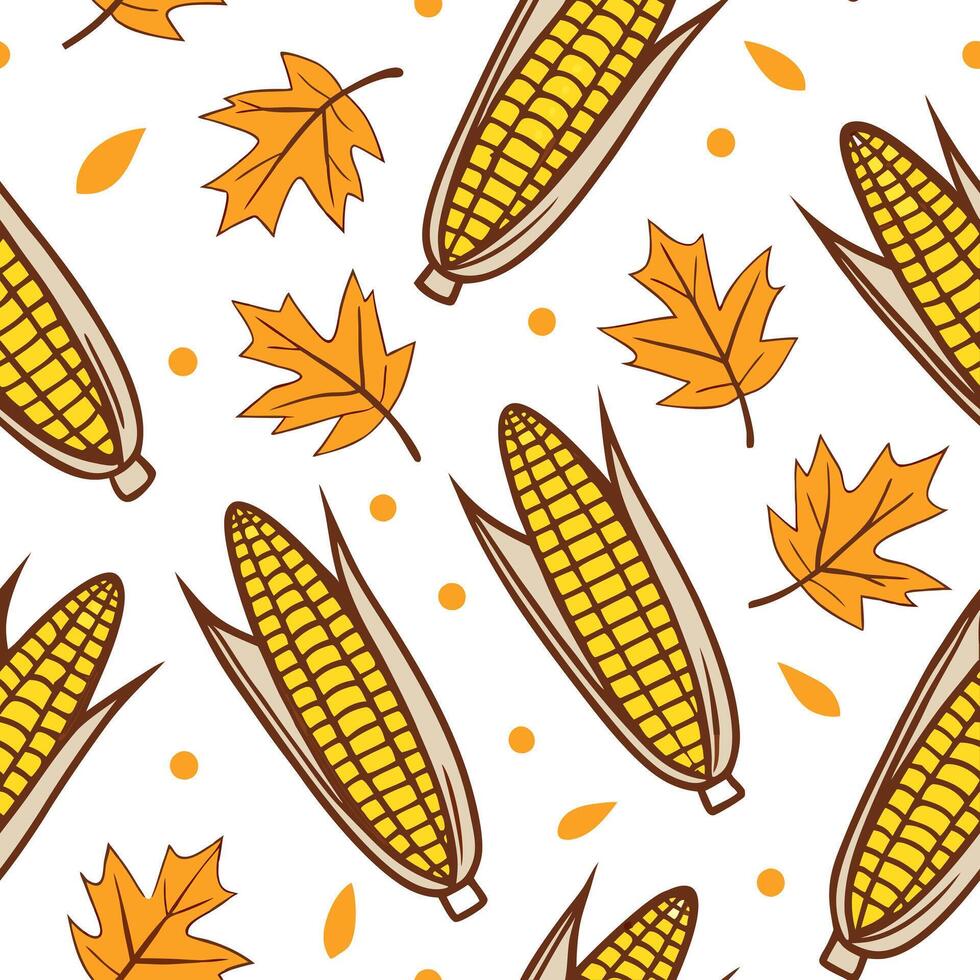 Harvest corn seamless tile pattern with golden corn cobs and autumn accents concept as Golden corn cobs and autumn accents create a harvest corn seamless tile pattern perfect for f Clean Pro vector