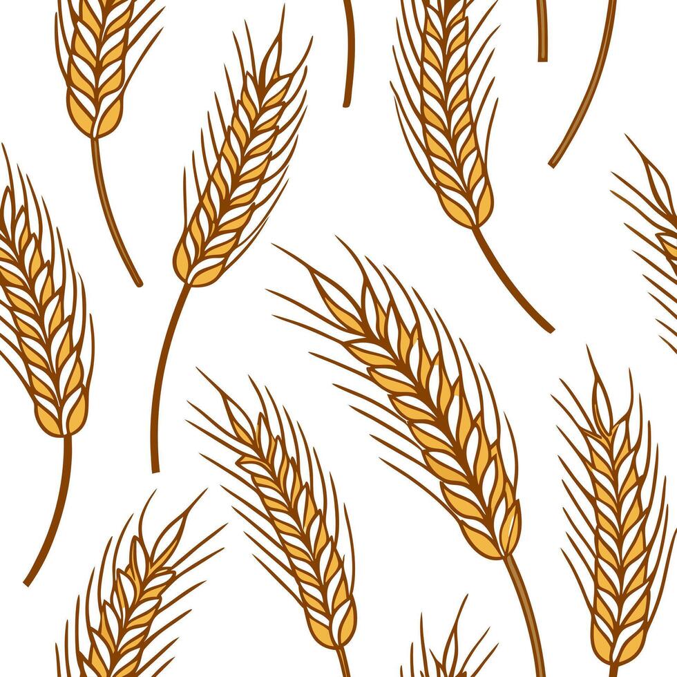 Harvest wheat seamless tile pattern with golden wheat stalks and autumn textures concept as Golden wheat stalks with autumn textures create a harvest wheat seamless tile pattern pe Clean Pro vector