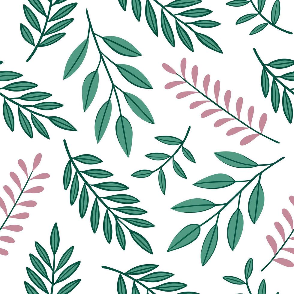 Heather and leaves seamless pattern lush isolated white background perfect for autumn textiles branding packaging concept as Lush heather and leaves seamless pattern on a white bac Clean Pro vector
