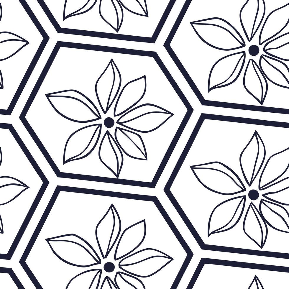 Hexagon brushstroke seamless tile pattern artistic isolated white background ideal for painterly brand designs stationery and packaging concept as Artistic hexagon brushstroke seam Clean Pro vector