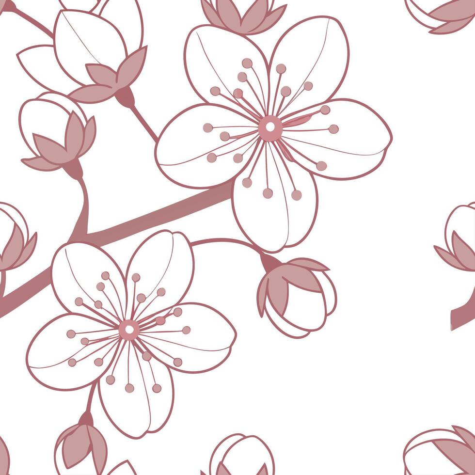 Minimalist cherry blossom seamless tile pattern with simple white blossoms and soft grey accents ideal for modern kitchens concept as Simple white cherry blossoms and soft grey acc Clean Pro vector