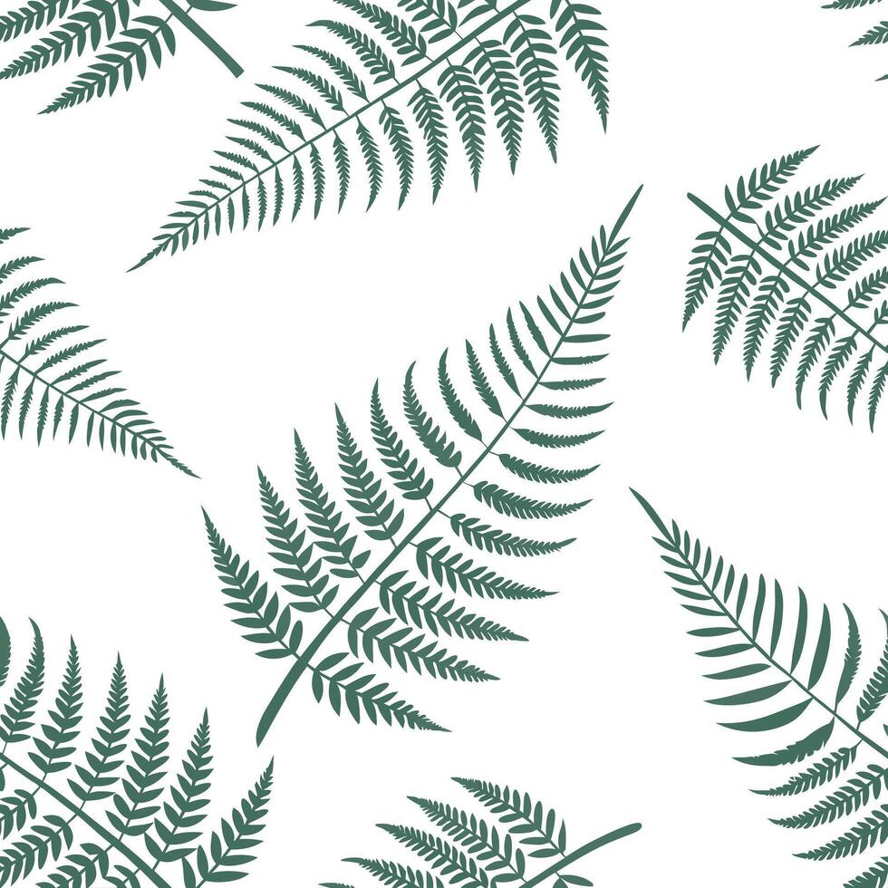 Minimalist fern seamless tile pattern with simple fern silhouettes on a white background perfect for modern bathrooms concept as Simple fern silhouettes on white background create Clean Pro 5 vector